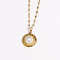 Colgante minimalista bañado en oro de 18K con perla blanca redonda elegante - Textura Redonda (Estilo 2)