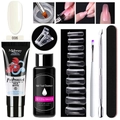 Kit per extension unghie da 7 pezzi con gel bianco latte e soluzione slip - Bianco Latte (PGP006)