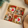 Cartoon wooden Christmas tree pendants set with angels and deer in a wooden gift box - 4-Grid Wooden [Elk]