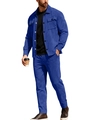 Men's royal blue faux suede tracksuit featuring a button-down jacket and matching trousers - S / Royal Blue