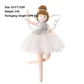 Pendentif ange ballerine en peluche rose et blanc avec paillettes argentées et ailes - Argenté