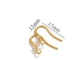 Golden stainless steel fish hook earrings with zircon inlay, 13x17mm DIY jewelry finding - Style 5 / Gold