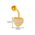 Gold stainless steel belly ring with sparkling zircon heart pendant and size labels - Gold Pave Heart (0199-2#金)