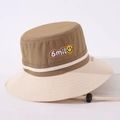 Detail of embroidered smile face and lettering on color-block kids fisherman hat - One Size (54cm) / Off White