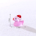 Miniature pink resin Christmas duck figurine with red hat for DIY crafts, 1.7cm size - Luminous Rose Red