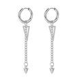 Silver punk style dangle earrings with triangle charms and hanging cone pendants - Style 13 Silver Single