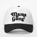 Cappellino da baseball bicolore bianco e nero ricamato Mama Gang con cinturino regolabile - Splicing Bianco e Nero