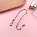 Sleek silver beaded snake chain bracelet with heart charm on a pink background - Snake Chain Bracelet (19+5cm)