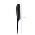 Detailweergave van een zwarte puntkam met afmetingen 21cm lengte en 3cm breedte getoond - 21cm Lange Puntkam (#50076)