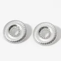 Pendientes de flor de sol en acero plateado con pavé circular de circonitas - Estilo Plateado (D3083)