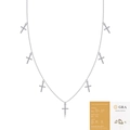 Elegant 925 sterling silver necklace with seven diamond cross pendants and GRA certificate - Cross Style With GRA Certificate (N13681)