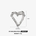 Silberner Edelstahl Herzring mit gehämmerter Textur und verstellbarem Design - Herz Gehämmert Offener Stil / Stahlfarbe