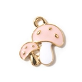 Pendentif champignon en émail rose et blanc avec finition alliage doré pour bijoux - Rose Plaqué Or