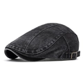 Gorra vintage de mezclilla lavada negra con hebilla metálica ajustable para hombre y mujer - Negro 1