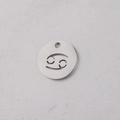 Macro view of 12mm mirror polished stainless steel Cancer zodiac sign hollow pendant - Cancer / With Hanging Ring / Gold