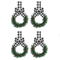 Set di quattro mini ghirlande natalizie con aghi di pino, bacche rosse e nastri a quadretti - Nastro a Quadri / Set di 4