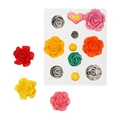 Weiße Silikonform für Rosenblüten und Herzformen, ideal für Fondant und Schokoladen-Basteln - Grau