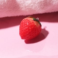 Realistic red resin strawberry pendant with green leaf detail and metal hanging ring - with Hook / Small Strawberry