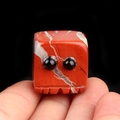 Handheld 20mm Red Jasper cube stone figurine with natural texture and cute eyes - Red Jasper