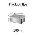 Stainless steel 500ml food container with transparent lid and precise size dimensions - Small 1 Pc with Lid
