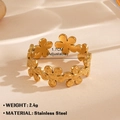 Adjustable golden stainless steel flower ring featuring a continuous daisy petal design - 177 / Gold