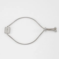 Silver adjustable stainless steel box chain bracelet with letter I frosted charm - Letter I / Steel