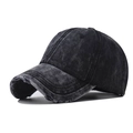 Gorra de béisbol unisex de mezclilla lavada vintage con detalles desgastados y rotos - Ajustable / Denim Negro
