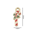 Christmas candy cane pendant in red and white enamel with gold trim, size 2.0cm by 0.8cm - 2388 Red White Cane