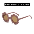 Kids cute flower shaped sunglasses in grey purple matte frame and brown tinted lenses - Matte Mauve Frame Brown Lens