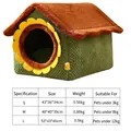 Sunflower-shaped pet bed size chart with dimensions for small to large cats and dogs - Sunflower Nest