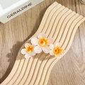 Three-flower hair claw clip featuring white to orange gradient plumeria design - Triple Five-Petal Flowers / Orange