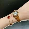 Elegant square gold watch with brown leather strap and silver Roman numeral dial - Brown Leather Gold Case