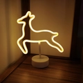 Néon LED en forme de cerf avec lumière chaude et socle blanc pour décoration de chambre - Cerf Blanc Chaud