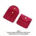 Deep red velvet jewelry envelope bag 8x8cm with premium gold snap button closure - Velvet/Gold Snap / 8x8cm / Burgundy