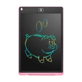 Pink LCD writing tablet for kids featuring colorful pig drawing and matching stylus - Pink / 12 Inch