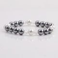 Elegante pulsera de cuentas con perlas grises, perlas blancas y cristales tallados - 1#(Gris/Blanco/Claro)