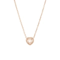 Rose gold heart pendant necklace with opal center stone and sparkling pavé crystals - Heart Necklace / Rose Gold (White Stone)