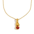 18K vergoldete Halskette mit goldenem Hand-Anhänger und rotem Herz-Edelstein - Hand-Edelstein-Halskette - Gold Rot