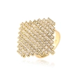 Luxury gold square cluster ring with pave white zircons on a white reflective surface - Gold Flower Adjustable Ring 1 Pc