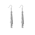 Silver geometric layered earrings with wave texture and metallic hollow disks design - Rectangle / Silver