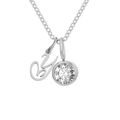 Collier en acier argenté avec pendentif lettre Y cursive et une pierre de zircone claire - Lettre Y / Argent