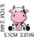Detail view of cartoon cow embroidery patch with precise dimensions 5.1cm x 6.1cm - Style 11