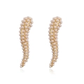 Detail of elegant gold-tone earrings featuring intricate white pearl pavé inlay design - Chili Style (Earrings) / Gold