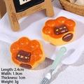 Detailed view of cat paw resin ornament with bear pattern and precise size measurements - Coffee Bear Cat Paw Bread