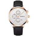 Men's business quartz watch with rose gold case, white dial, and black leather strap - Rose Gold Case White Dial Black Strap (7)