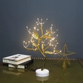 Golden leaf LED tree lamp with warm white beads on a white touch-switch base - 72L Gold Leaf Gold Branch Warm Light (Dual Use)