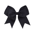 Classic large black grosgrain double-layered bow hair clip with dovetail ribbons - Black