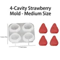 Stampo in silicone a 4 cavità per fragole, candele e cioccolato, 7,7x7cm - 4 Cavità Fragola - Media