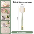 5-in-1 multi-functional green flower cup brush with long handle and sponge head - 5-In-1 Main Brush / Moli Green