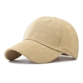 Detail of khaki baseball cap featuring premium cross-hatch texture and curved brim - Adjustable / Beige